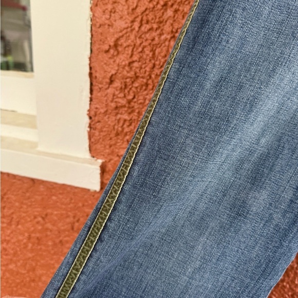 Talbots Pants Womens 4 Straight Modern Ankle Jean Green Velvet Trim *Altered* - Picture 4 of 7